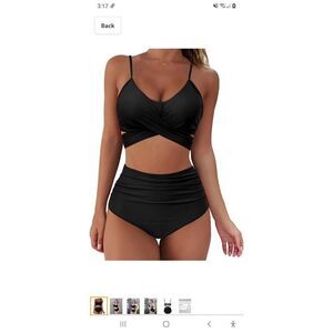 New Medium Suukess Black 2pc Wrap Bikini Set Push Up High Waist Swimsuit